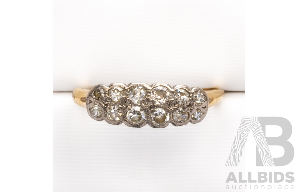 18ct Antique Old Cut Diamond Ring, Est TDW 0.15ct, Size K, 1.96 Grams