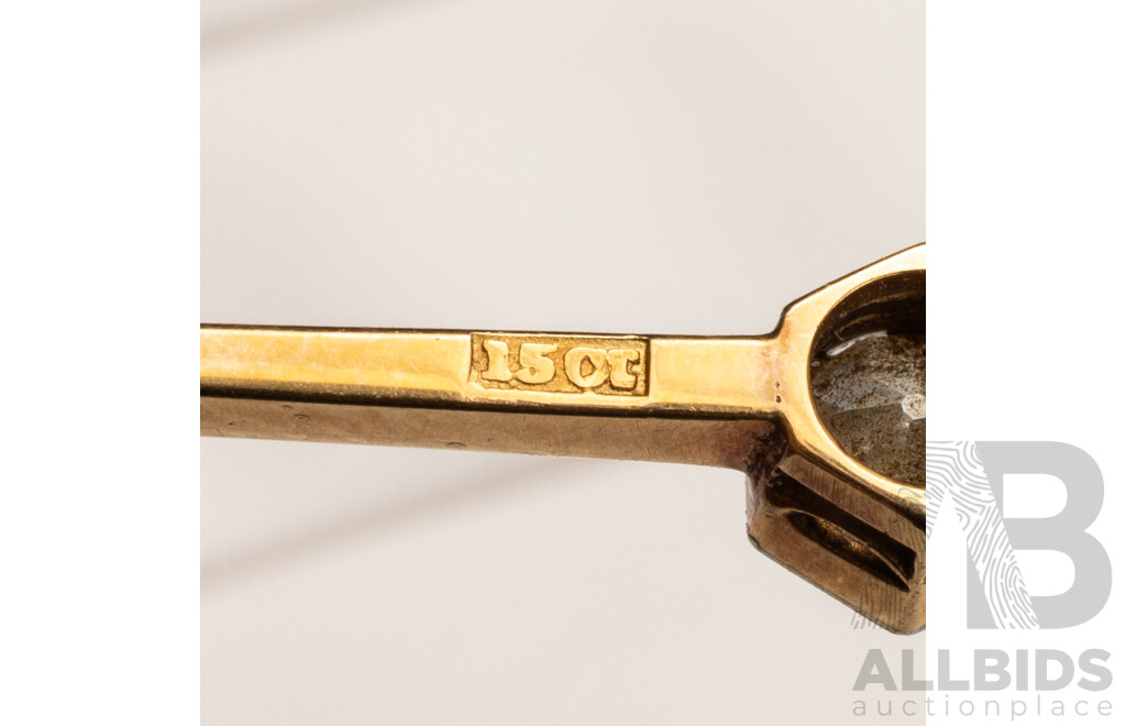 15ct Antique Art Deco Old Cut Diamond Bar Brooch, Est TDW 0.40ct, 55mm, 2.95 Grams