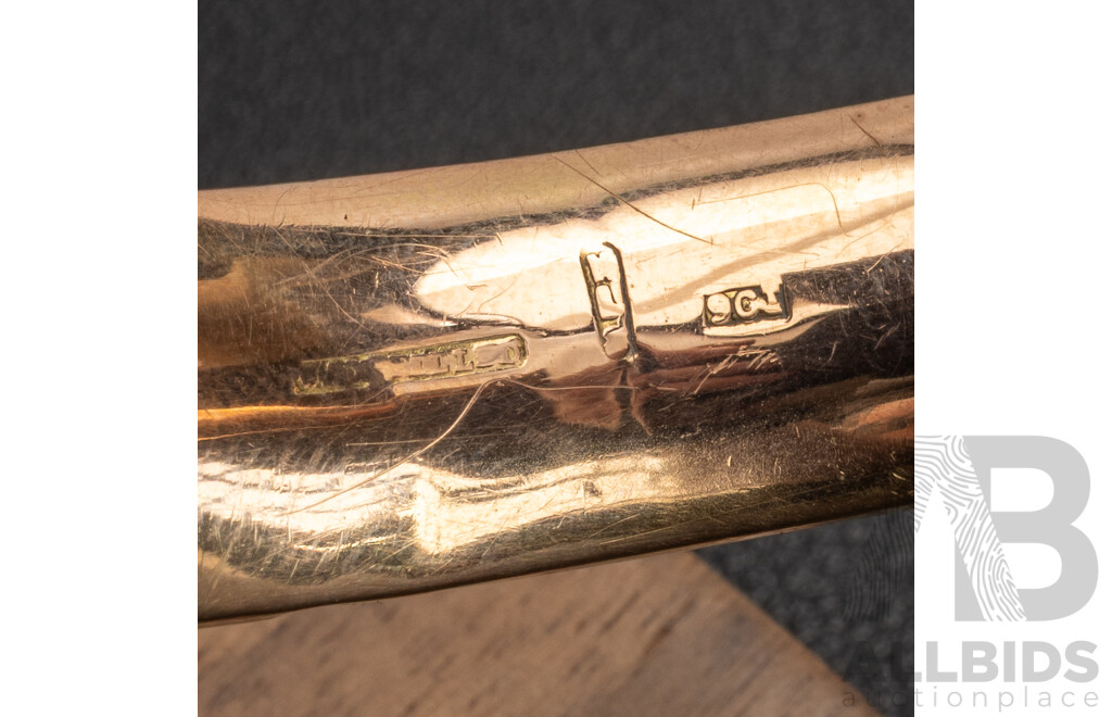 Vintage 9ct Rose Gold Wax Filled Concave Hinged Oval Bangle, 58mm, 17.14 Grams