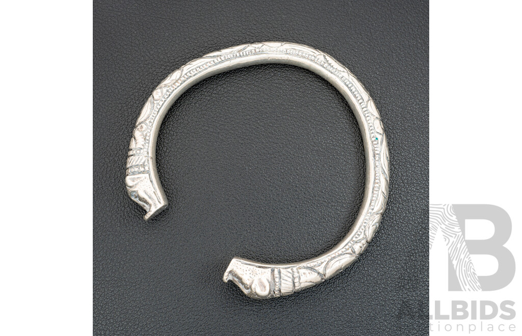 Vintage (800) Silver Ornate Open Cuff Bangle, 64mm, 78.42 Grams