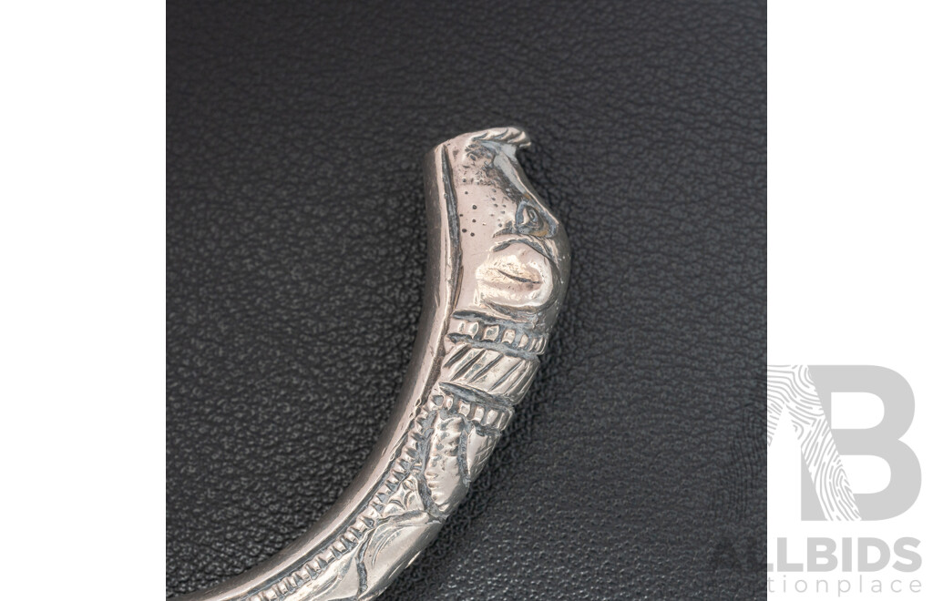 Vintage (800) Silver Ornate Open Cuff Bangle, 64mm, 78.42 Grams