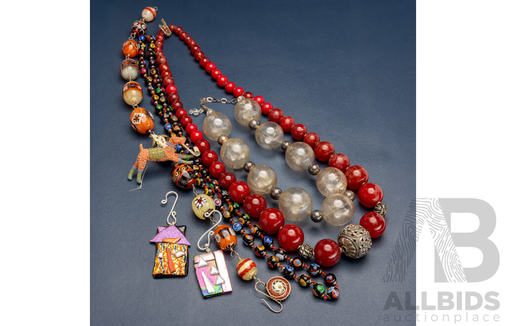 Collection of Interesting Artisan Glass Necklaces