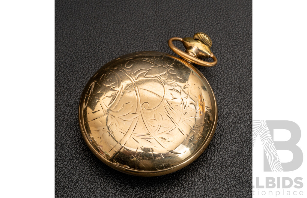 American Waltham Fortune AWC Co. Gold Filled 52mm Open Face Hunter Pocket Watch