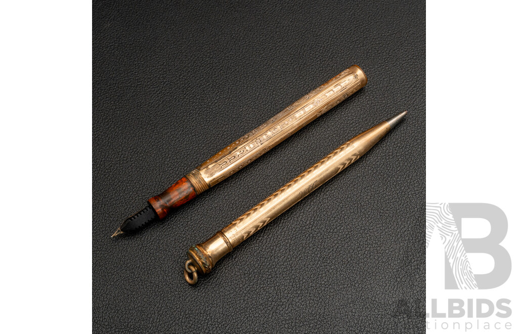 Vintage Eversharp Gold Filled Lead Holder & Vintage Gold Filled Fountain Pen