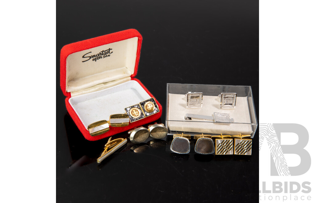 Volvo Cuff Links & Tie Bar & 5prs of Cuff Links with MOP Tie Bar