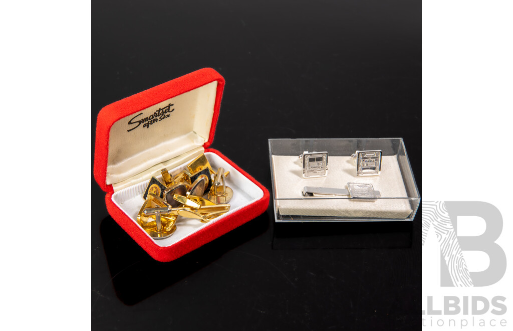Volvo Cuff Links & Tie Bar & 5prs of Cuff Links with MOP Tie Bar