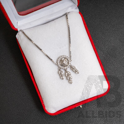 Sterling Silver Cz Dream Catcher Slider Bracelet, as New, Adjustable Length Up to 24cm, 4.74 Grams