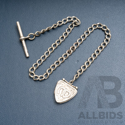 Antique Fob Chain with Antique Sheild Locket with Horseshoes, Birmingham 1897, 21.67 Grams