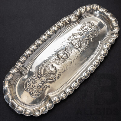Antique Sterling Silver Trinket Tray with Cherubs, Deakin & Francis Birmingham 1898, 89.0 Grams