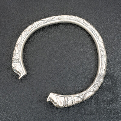 Vintage (800) Silver Ornate Open Cuff Bangle, 64mm, 78.42 Grams
