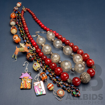 Collection of Interesting Artisan Glass Necklaces