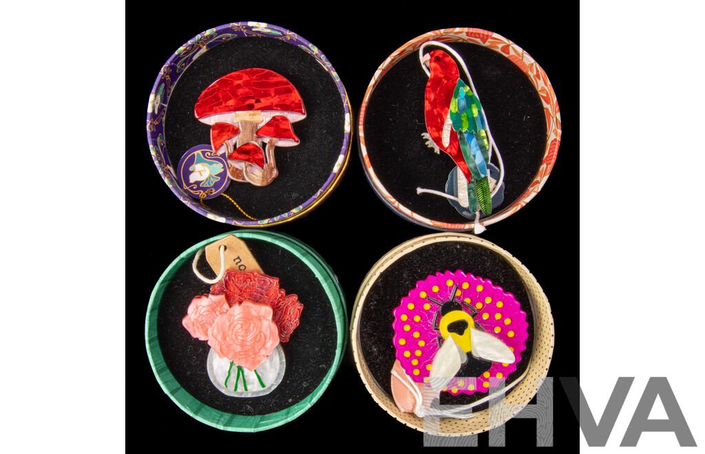 Erstwilder Collection (4) Resin Brooches - NEW in Original Packaging