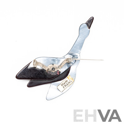 Lea Stein Original Vintage Flying Goose Brooch, C. 1960's, Hallmarked