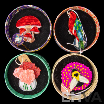 Erstwilder Collection (4) Resin Brooches - NEW in Original Packaging