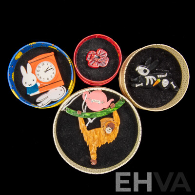 Erstwilder 'Hold on Louie' Resin Necklace & (2) Erstwilder Resin Brooches & Erstwilder Ring - NEW in Original Presentation Boxes