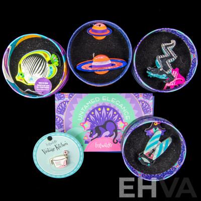 Erstwilder (4) Resin Brooch & Enamel Pin Brooch Collection - NEW with Packaging