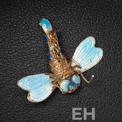 Wonderful & Unique Vintage Dragonfly Cloisonne Brooch/trinket, 30mm