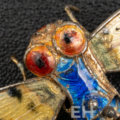 Wonderful & Unique Vintage Dragonfly Cloisonne Brooch/trinket, 30mm