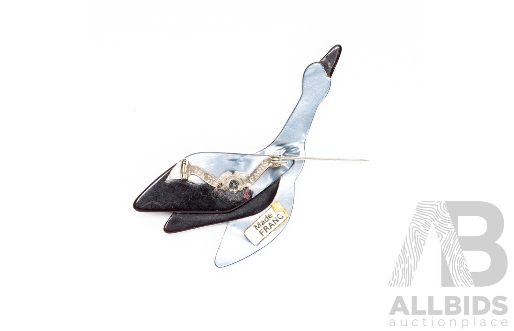 Lea Stein Original Vintage Flying Goose Brooch, C. 1960's, Hallmarked