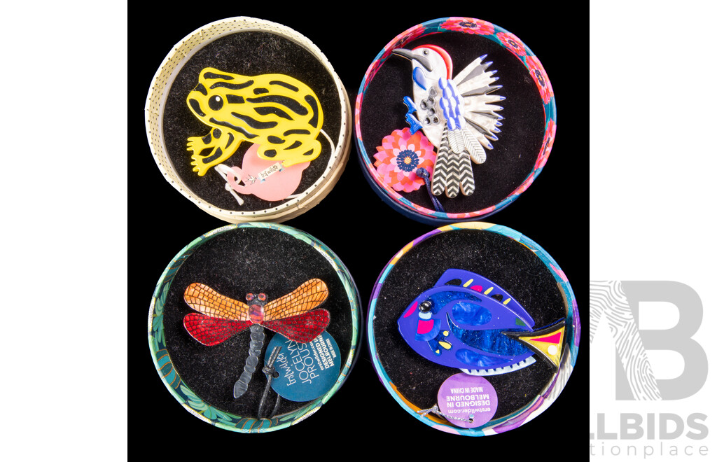 Erstwilder Collection (4) Resin Brooches - NEW in Original Packaging