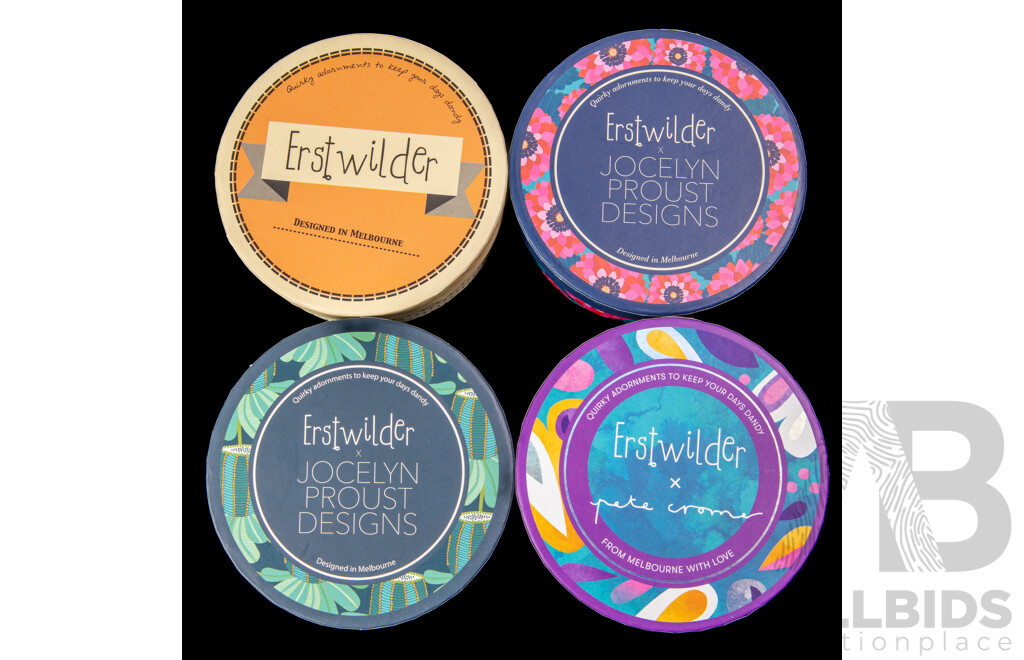 Erstwilder Collection (4) Resin Brooches - NEW in Original Packaging