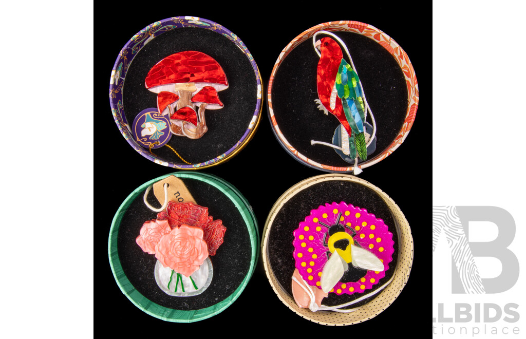 Erstwilder Collection (4) Resin Brooches - NEW in Original Packaging