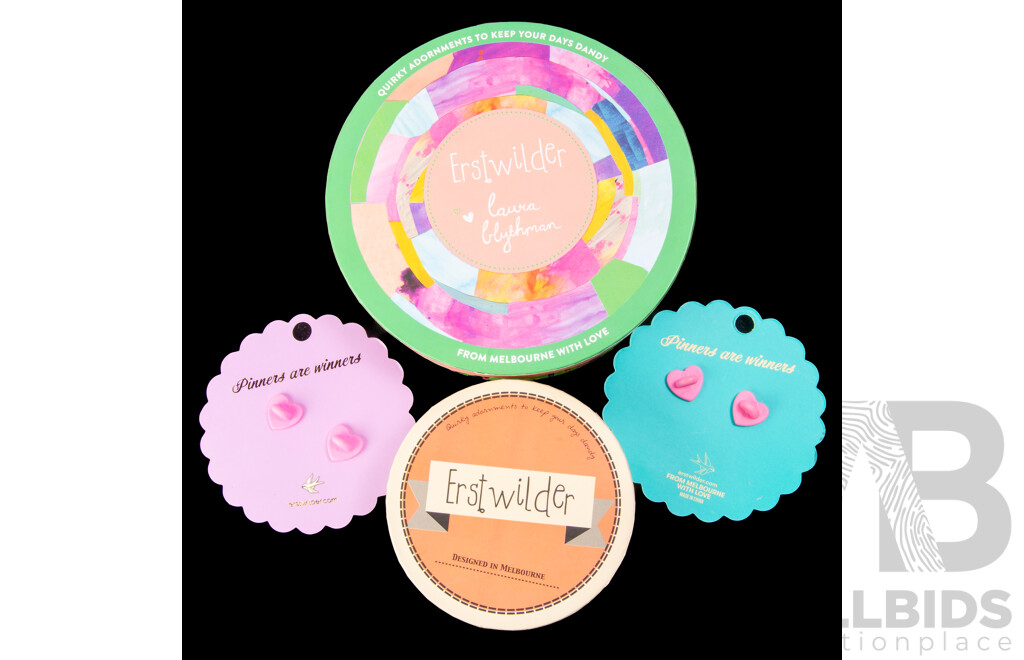 Erstwilder 'Turn a New Leaf' Resin Necklace, Erstwilder Resin Brooch & (2) Erstwilder Enamel Pins - NEW