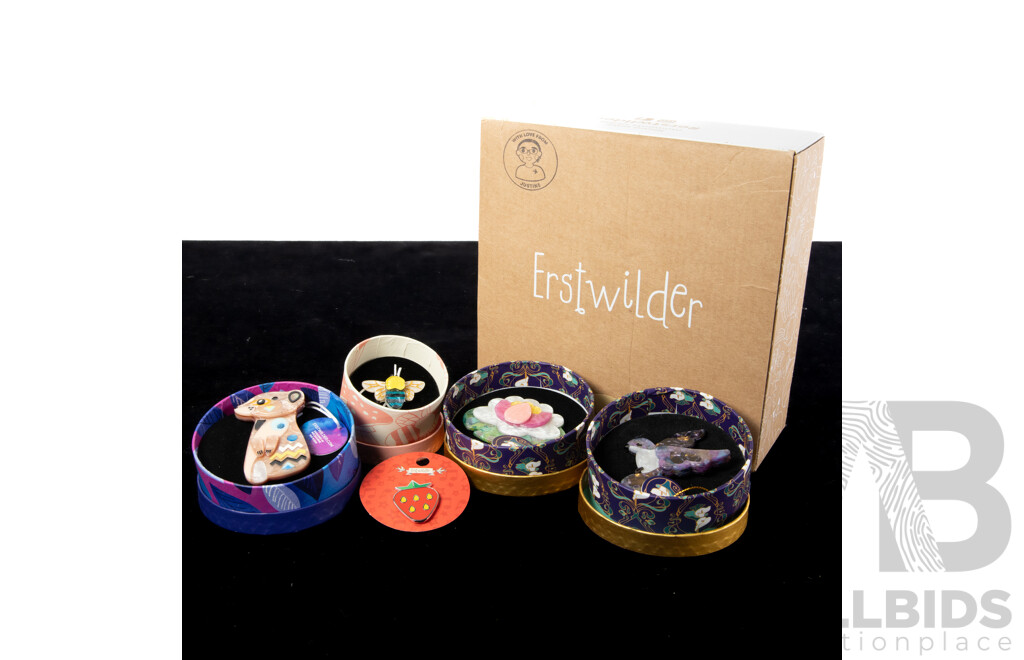 Erstwilder Resin Bee Ring, Erstwilder (3) Resin Brooches & Enamel Pin Brooch - New with Original Packaging