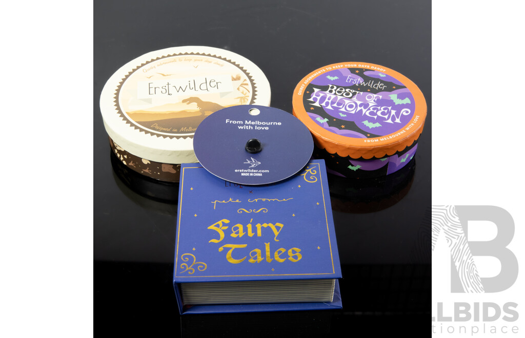 Erstwilder Collection (3) Resin Brooch Sets & (1) Enamel Pin Brooch - NEW with Original Packaging