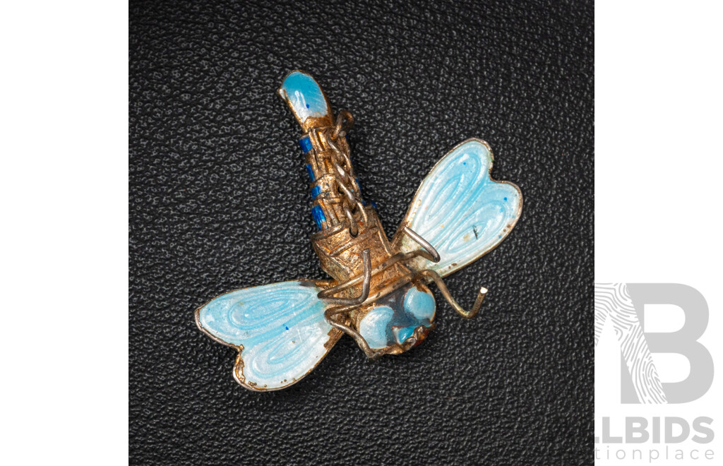 Wonderful & Unique Vintage Dragonfly Cloisonne Brooch/trinket, 30mm