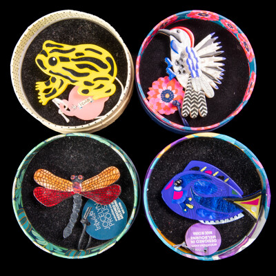 Erstwilder Collection (4) Resin Brooches - NEW in Original Packaging