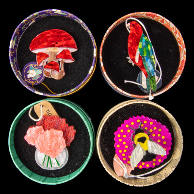 Erstwilder Collection (4) Resin Brooches - NEW in Original Packaging