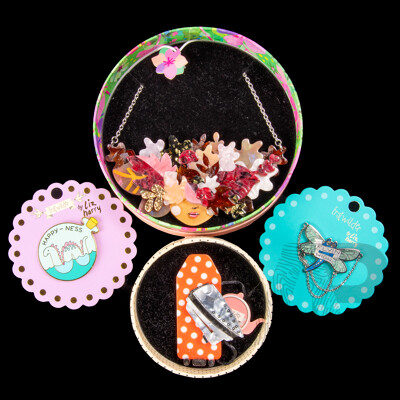 Erstwilder 'Turn a New Leaf' Resin Necklace, Erstwilder Resin Brooch & (2) Erstwilder Enamel Pins - NEW