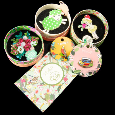 Erstwilder Collection (3) Resin Brooch Sets & (2) Enamel Pin Brooches - NEW with Original Packaging