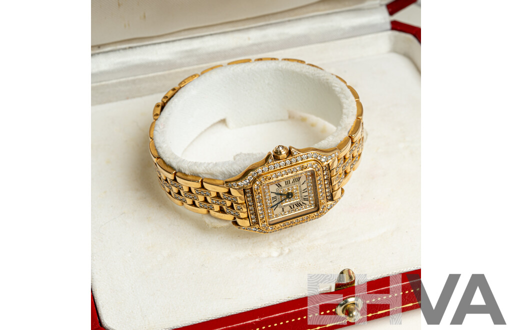 18ct Cartier Panthere Diamond Set Ladies Watch, Model 8057915, 22mm, TDW 2.96CT, 67.31 Grams