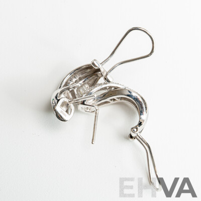 14ct White Gold Diamond Set Earrings, TDW1.0ct, 18mm, 6.90 Grams