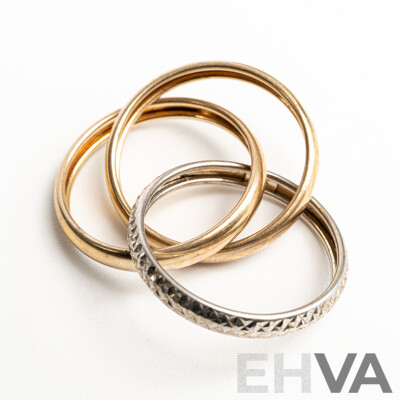 9ct Russian Wedding Rings, Size O, 2.65 Grams