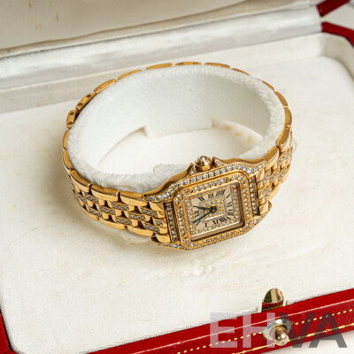 18ct Cartier Panthere Diamond Set Ladies Watch, Model 8057915, 22mm, TDW 2.96CT, 67.31 Grams 18ct Cartier Panthere Diamond Set Ladies Watch, Model 8057915, 22mm, TDW 2.96CT, 67.31 Grams