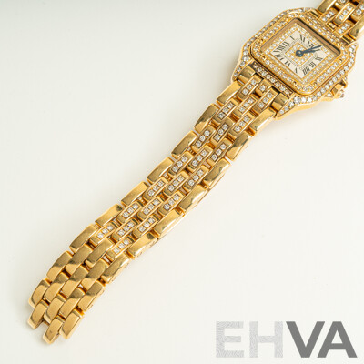 18ct Cartier Panthere Diamond Set Ladies Watch, Model 8057915, 22mm, TDW 2.96CT, 67.31 Grams