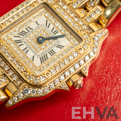 18ct Cartier Panthere Diamond Set Ladies Watch, Model 8057915, 22mm, TDW 2.96CT, 67.31 Grams