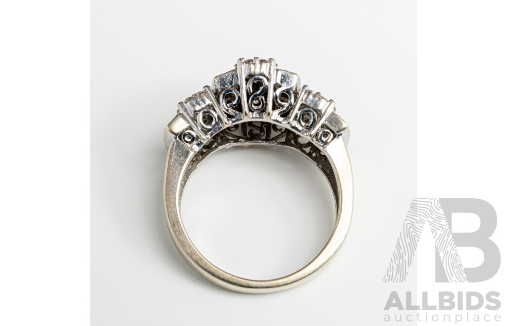 9ct White Gold Diamond Cluster Ring, TDW 1.0CT, Size N, 6.46 Grams