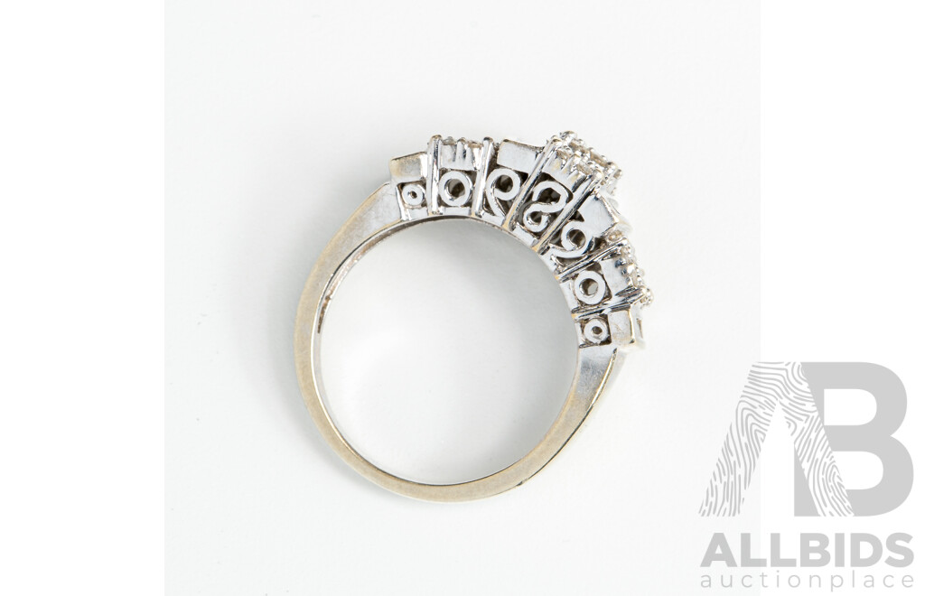 9ct White Gold Diamond Cluster Ring, TDW 1.0CT, Size N, 6.46 Grams
