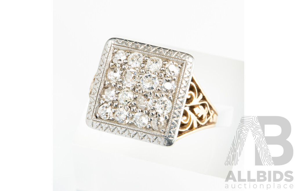 18ct Vintage Old Mine Cut Diamond Cluster Ring, Est TDW 0.80ct, Size P, 6.45
