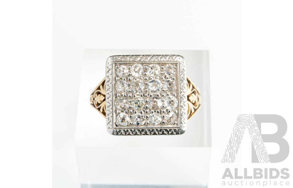 18ct Vintage Old Mine Cut Diamond Cluster Ring, Est TDW 0.80ct, Size P, 6.45