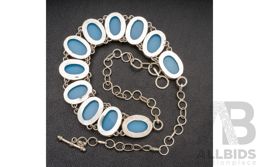 Silver Rainbow Moonstone Cluster Necklace, Adjustable Up to 55cm, 94.0 Grams