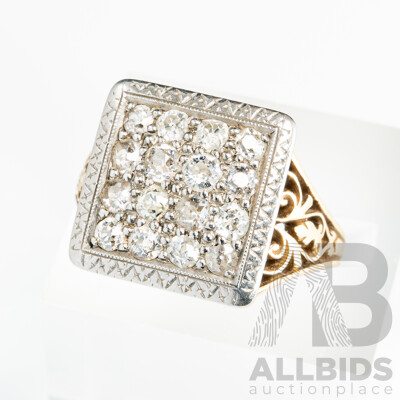 18ct Vintage Old Mine Cut Diamond Cluster Ring, Est TDW 0.80ct, Size P, 6.45
