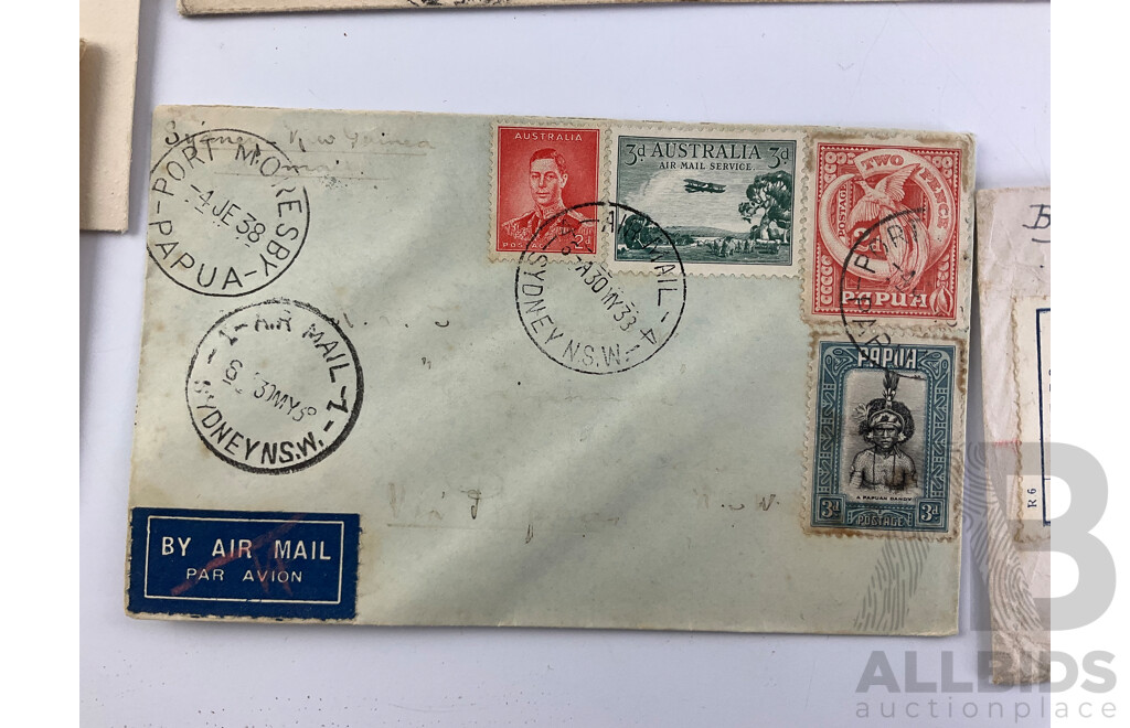 Australian Predecimal First Day Covers/Letters Including Six 10th May 1937 Post Office Communications, October 1937 NSW Sesqui-centenary, 1934 Australia-England Air Mail, 1940 Men Munitions Material War Effort, Papua 3d