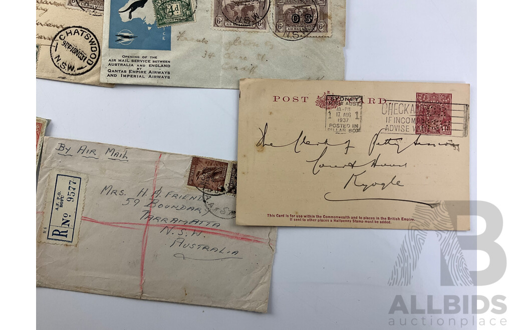 Australian Predecimal First Day Covers/Letters Including Six 10th May 1937 Post Office Communications, October 1937 NSW Sesqui-centenary, 1934 Australia-England Air Mail, 1940 Men Munitions Material War Effort, Papua 3d