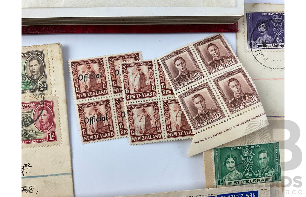 Collection of Vintage Commonwealth Countries First Day Covers and Stamps with Two Junior Stamp Globe Stamp Albums
