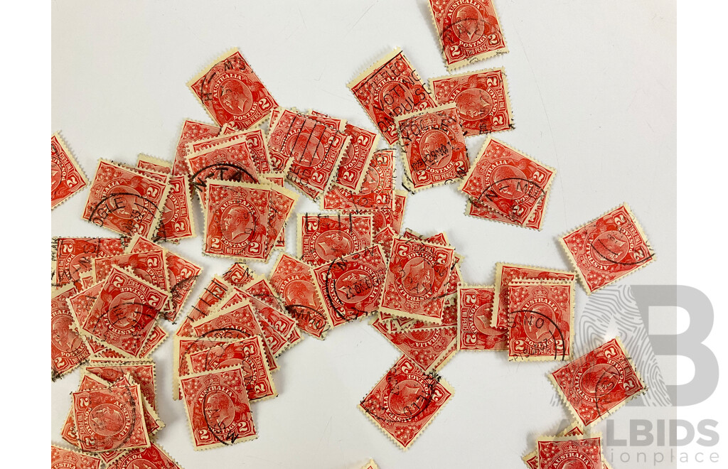 Australian Predecimal Blue and Red Harbour Bridge Stamps Including Official Service with KGV Red Two Pence